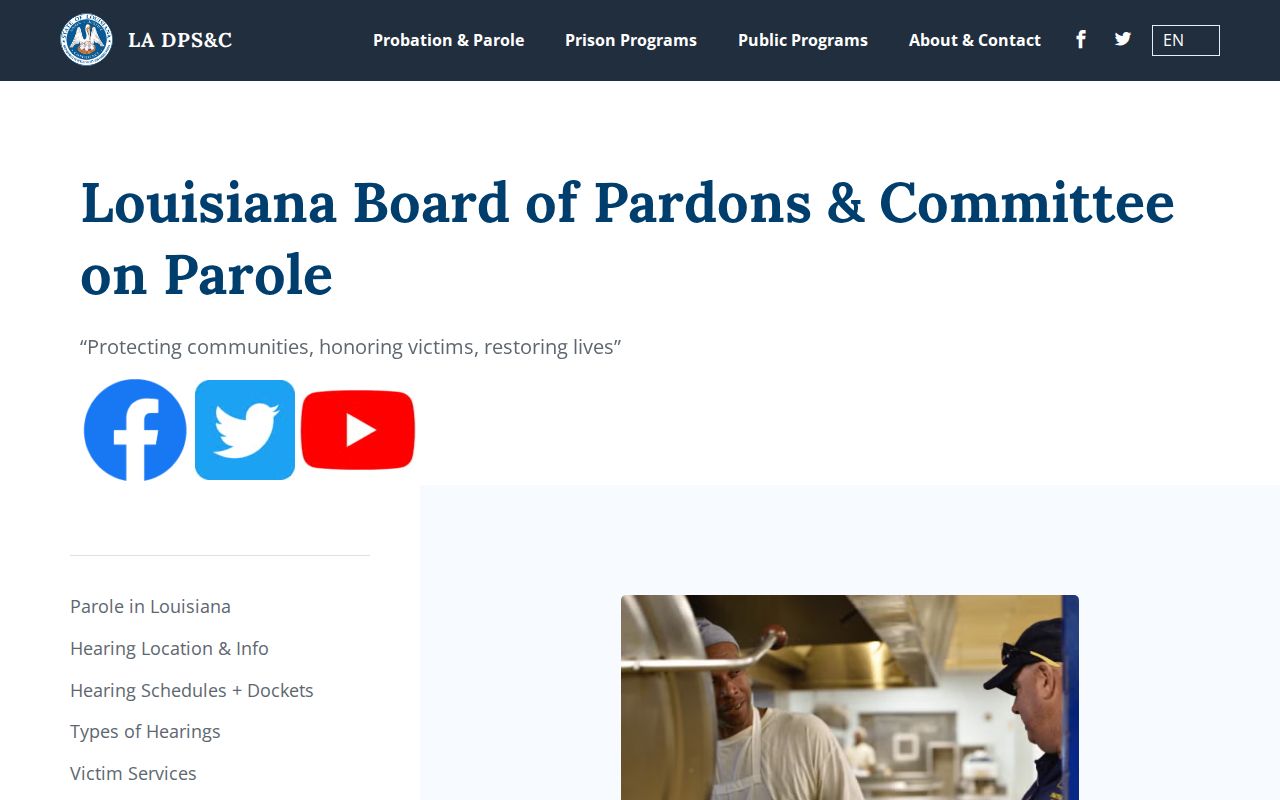 Jefferson Parish parole and probation Committee on Parole page