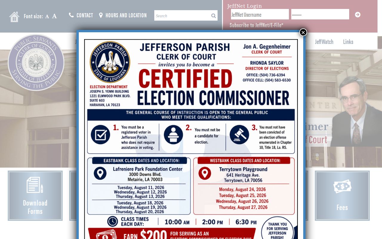 Jefferson Parish criminal record and release order access